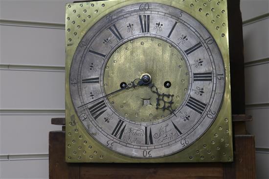 A George III inlaid oak eight day longcase clock, H.200cm